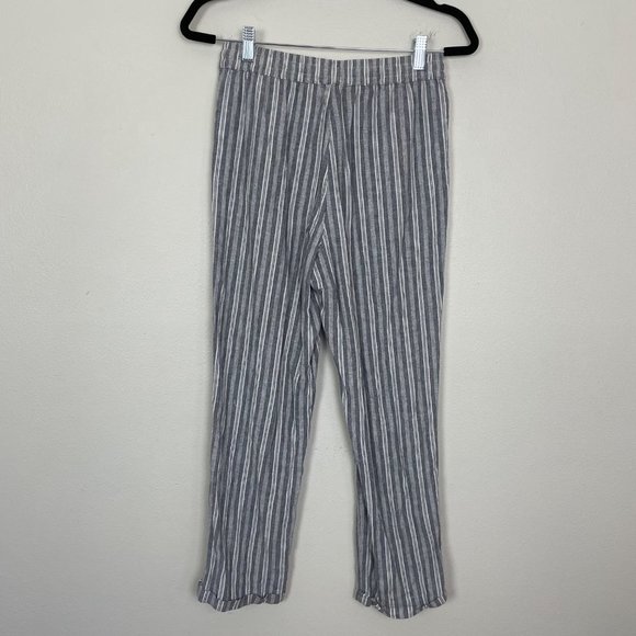 Rails Woman's Sz S Blue and White Striped Linen Blend Pull On Straight Leg - Picture 7 of 8